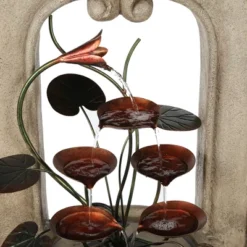 LuxenHome 40.35 In. H Arched Cement Urn With Metal Flowers Outdoor Fountain Beige 13 LuxenHome 40.35 In. H Arched Cement Urn With Metal Flowers Outdoor Fountain Beige -Garden GUEST 79aca929 7ab8 4fae 97df a0b98ab0d59f