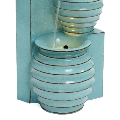 LuxenHome 30" Tall Aqua Blue Outdoor Water Fountain With LED Lights, Cascading Resin Garden Fountain With Ceramic Like Glaze 7 LuxenHome 30" Tall Aqua Blue Outdoor Water Fountain With LED Lights, Cascading Resin Garden Fountain With Ceramic Like Glaze - Image 5