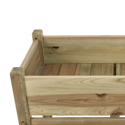 LuxenHome Natural Wood 2-Tier Raised Garden Bed 6 LuxenHome Natural Wood 2-Tier Raised Garden Bed - Image 4