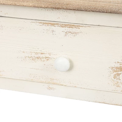 LuxenHome Distressed White And Wood 2-Drawer 1-Shelf Console Table And Entry Table 4 LuxenHome Distressed White And Wood 2-Drawer 1-Shelf Console Table And Entry Table - Image 2