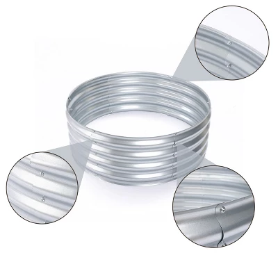 LuxenHome 36in Round Galvanized Steel Raised Garden Bed Planter 8 LuxenHome 36in Round Galvanized Steel Raised Garden Bed Planter - Image 6