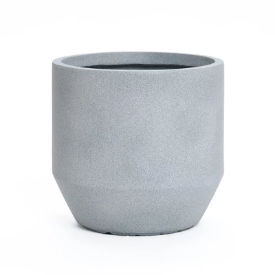 LuxenHome Minimalist Gray Outdoor Planter – Tapered Round MgO Pot With Plug 11 LuxenHome Minimalist Gray Outdoor Planter – Tapered Round MgO Pot With Plug - Image 9