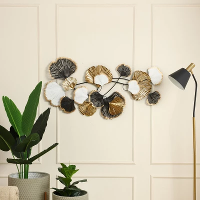 LuxenHome White, Black, And Gold Metal Ginkgo Leaves Modern Wall Decor 6 LuxenHome White, Black, And Gold Metal Ginkgo Leaves Modern Wall Decor - Image 4