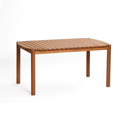 LuxenHome Natural Solid Wood 6-Person 59-Inch Long Rectangle Outdoor Dining Table Brown 10 LuxenHome Natural Solid Wood 6-Person 59-Inch Long Rectangle Outdoor Dining Table Brown - Image 8