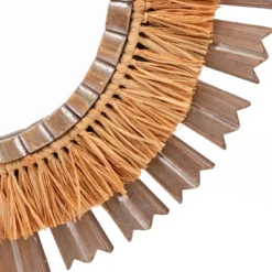 LuxenHome 24" Round Boho Style Raffia Accent Wall Mirror Wall Decor Home Decor -Garden GUEST 7c346385 9acb 47e7 8abc bb38f1358bf4