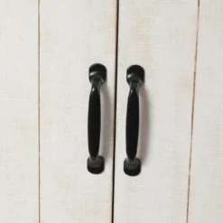 LuxenHome Farmhouse White Wood 2-Door Accent Storage Cabinet. -Garden GUEST 7c653d76 d0b1 47d1 a45f cc4eed660a92