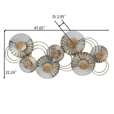 LuxenHome 47" W Distressed Metal Modern Flower Wall Decor 10 LuxenHome 47" W Distressed Metal Modern Flower Wall Decor - Image 8
