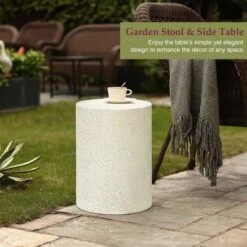 LuxenHome White And Speckled Gray Cement Round Indoor Outdoor Side Table 15 LuxenHome White And Speckled Gray Cement Round Indoor Outdoor Side Table -Garden GUEST 7ca4e0c9 2e21 4749 a108 0431d72adfab
