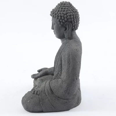 LuxenHome 19.75" Gray MgO Meditating Buddha Garden Statue 5 LuxenHome 19.75" Gray MgO Meditating Buddha Garden Statue - Image 3