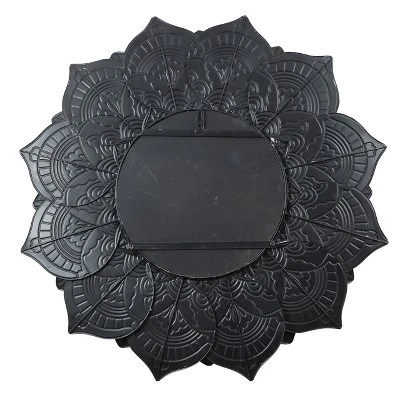 LuxenHome Distressed Brown And White Leaf Wreath Metal Frame Wall Mirror 8 LuxenHome Distressed Brown And White Leaf Wreath Metal Frame Wall Mirror - Image 6