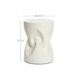 LuxenHome Outdoor Side Table , 17" Speckled Off White Modern Spade Cement Patio Table, Round End Table For Garden, Outdoor Coffee Table Off-White -Garden GUEST 7dc9fb5f a972 4a7f bc1f 399f107eeff9