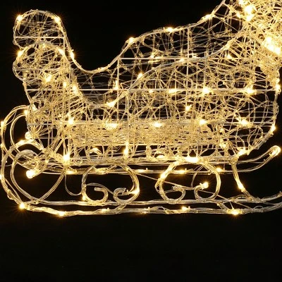 LuxenHome 2-Piece Lighted Reindeer And Sleigh Christmas Yard Decoration, Outdoor Holiday Set With Timer White 11 LuxenHome 2-Piece Lighted Reindeer And Sleigh Christmas Yard Decoration, Outdoor Holiday Set With Timer White - Image 9