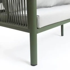 LuxenHome Outdoor Aluminum With Wood-Style Plastic Loveseat Sofa With Cushions And Coffee Table Set -Garden GUEST 7ef05482 6287 4250 838d 91947b83b6b1