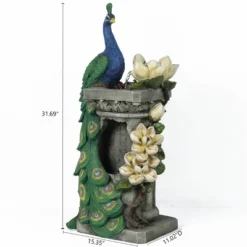 LuxenHome Resin Blue And Green Peacock Outdoor Fountain Garden Fountain With LED Light 21 LuxenHome Resin Blue And Green Peacock Outdoor Fountain Garden Fountain With LED Light -Garden GUEST 7fd1f83e 0723 4ede 8d78 4fd7203dc325