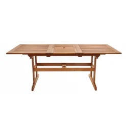 LuxenHome Carmel Solid Wood Extendable Outdoor Dining Table Brown -Garden GUEST 80740772 0404 49f0 8b7c 056a130f2ee4
