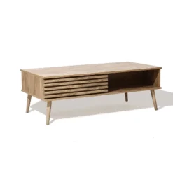 LuxenHome Mid-Century Modern Rectangular Coffee Table With Storage And Solid Wood Legs Brown -Garden GUEST 80a61765 30d5 47ae 900b 4bcfb9b04d71