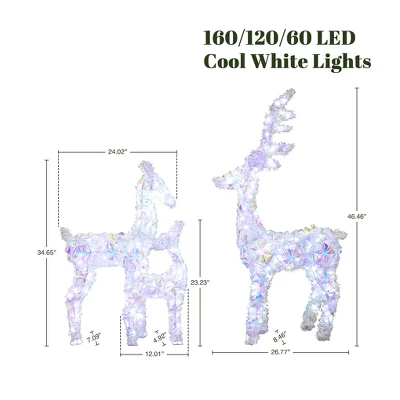 LuxenHome 3-Piece Multi-Color Snowflake Deer Family Outdoor Holiday Decoration With 340 Lights White, Multi 2 LuxenHome 3-Piece Multi-Color Snowflake Deer Family Outdoor Holiday Decoration With 340 Lights White, Multi