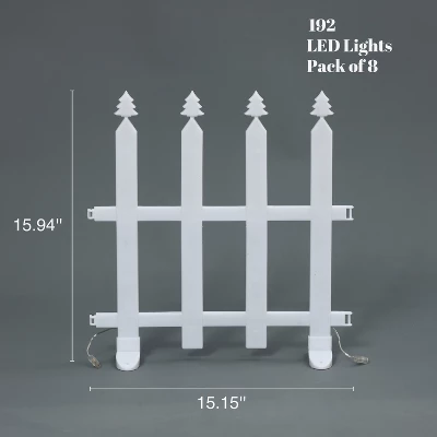 LuxenHome 8-Piece Light Show Fence Design Outdoor Holiday Decoration White 9 LuxenHome 8-Piece Light Show Fence Design Outdoor Holiday Decoration White - Image 7