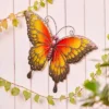 LuxenHome Orange And Yellow Butterfly Metal And Glass Outdoor Wall Decor -Garden GUEST 83c63dcf ad0f 4096 bfc4 f8ed079ec668