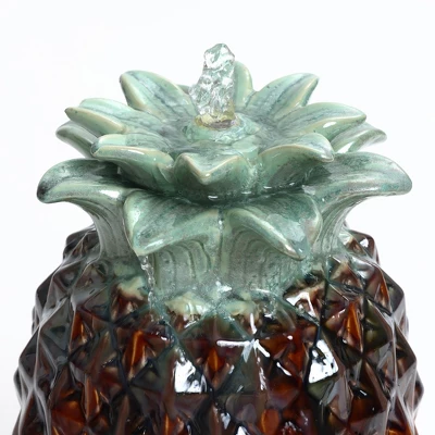 LuxenHome 17" Tabletop Ceramic Water Fountain, Pineapple Indoor And Outdoor Waterfall Fountains For Patio, Garden Decor Brown 5 LuxenHome 17" Tabletop Ceramic Water Fountain, Pineapple Indoor And Outdoor Waterfall Fountains For Patio, Garden Decor Brown - Image 3