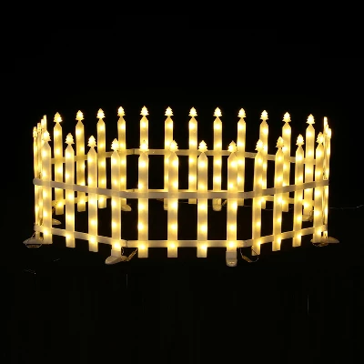 LuxenHome 8-Piece Light Show Fence Design Outdoor Holiday Decoration White 8 LuxenHome 8-Piece Light Show Fence Design Outdoor Holiday Decoration White - Image 6