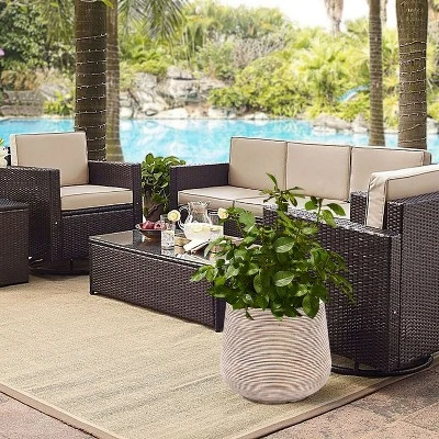 LuxenHome Distressed Tan MgO 15" H Tapered Round Planter Brown 5 LuxenHome Distressed Tan MgO 15" H Tapered Round Planter Brown - Image 3