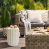 LuxenHome Off White With Gray Cement Round Side Table -Garden GUEST 85d5d872 50ea 46f8 8257 130ea205fab6