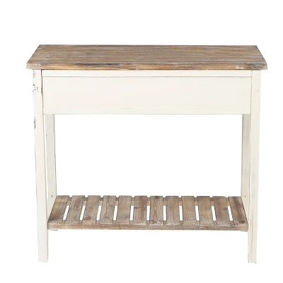 LuxenHome Distressed White And Wood 2-Drawer 1-Shelf Console Table And Entry Table 14 LuxenHome Distressed White And Wood 2-Drawer 1-Shelf Console Table And Entry Table - Image 12