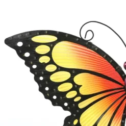LuxenHome Orange And Yellow Butterfly Metal And Glass Outdoor Wall Decor -Garden GUEST 86709c52 1c5e 4039 a3fe 5814ef3e627b