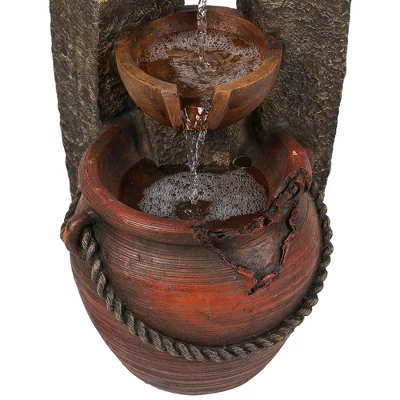 LuxenHome 32" Water Fountain Outdoor With Lights, Cascading Pitchers Pot Outdoor Fountains And Waterfalls Brown 10 LuxenHome 32" Water Fountain Outdoor With Lights, Cascading Pitchers Pot Outdoor Fountains And Waterfalls Brown - Image 8