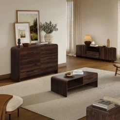 LuxenHome 47'' Coffee Table With Storage, Walnut Finish Wood 2-Drawer Open Storage Center Table With Rounded Corners For Living Room Brown 15 LuxenHome 47'' Coffee Table With Storage, Walnut Finish Wood 2-Drawer Open Storage Center Table With Rounded Corners For Living Room Brown -Garden GUEST 87f941ba 10d2 40e4 8eeb 7e592f038eac