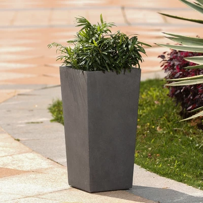 LuxenHome Square Tapered 18.5" H House Planters, Indoor & Outdoor Gray 8 LuxenHome Square Tapered 18.5" H House Planters, Indoor & Outdoor Gray - Image 6
