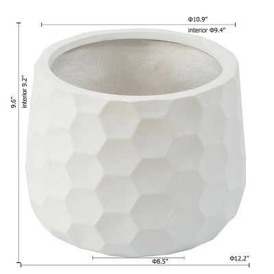 LuxenHome White MgO Geometric Design 12.2-inch Round Indoor Outdoor Planter 8 LuxenHome White MgO Geometric Design 12.2-inch Round Indoor Outdoor Planter - Image 6