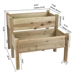 LuxenHome Natural Wood 2-Tier Raised Garden Bed 11 LuxenHome Natural Wood 2-Tier Raised Garden Bed -Garden GUEST 88fa09f1 d252 4809 be2f 9ab2a3bb071b