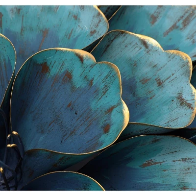 LuxenHome 23.5" Round Teal Blue Flower Metal Wall Decor Art 9 LuxenHome 23.5" Round Teal Blue Flower Metal Wall Decor Art - Image 7