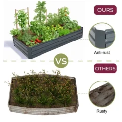 LuxenHome Galvanized Steel Rectangular 6-Ft X 3-Ft Raised Garden Bed Planter, Gray -Garden GUEST 8a62acdd 9d98 403f be01 a4ed509bff4e
