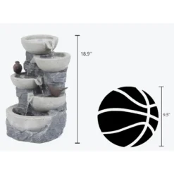 LuxenHome Gray Resin Bowls And Birds Outdoor Fountain -Garden GUEST 8adadb91 9a0a 42dc bda9 5050b0d4b4c0