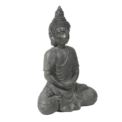 LuxenHome 21.75" Gray MgO Meditating Buddha Garden Statue 7 LuxenHome 21.75" Gray MgO Meditating Buddha Garden Statue - Image 5