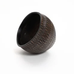 LuxenHome Brown With Black V-Pattern Polyresin 10-Inch Round Planter -Garden GUEST 8b71c38e 2f05 48bb bade 41ceff74b96f