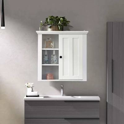 LuxenHome White MDF Wood Bathroom Wall Storage Cabinet 3 LuxenHome White MDF Wood Bathroom Wall Storage Cabinet