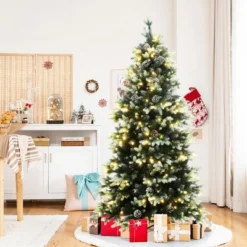 LuxenHome 6Ft Pre-Lit Green Branches With Green And White Tips Artificial Christmas Tree With Stand -Garden GUEST 8bdf5190 d338 439b 9607 26c1bee9cbe6