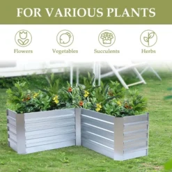 LuxenHome L-Shaped Galvanized Metal Raised Garden Bed -Garden GUEST 8cc08e02 02d2 4212 985b 381de85e4a26