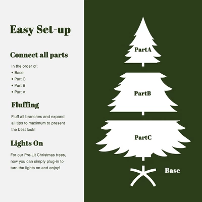 LuxenHome 7.5Ft Snow-Flocked Cedar Christmas Tree Pre-Lit With Teardrop LED Lights & Hinged Branches Green 9 LuxenHome 7.5Ft Snow-Flocked Cedar Christmas Tree Pre-Lit With Teardrop LED Lights & Hinged Branches Green - Image 7