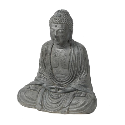 LuxenHome 17" H Gray MgO Meditating Buddha Garden Outdoor Statue 8 LuxenHome 17" H Gray MgO Meditating Buddha Garden Outdoor Statue - Image 6