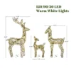 LuxenHome 3-Piece Gold Glitter Deer Family Outdoor Holiday Decoration With Lights Brown