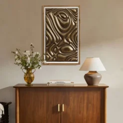 LuxenHome Gold Metal Abstract Wood Framed 20"W X 32" H Wall Decor -Garden GUEST 8f97f16e 7a44 47ea 8c56 a5a6c0458ed2