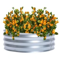 LuxenHome 3ft Round Galvanized Metal Raised Garden Bed Planter -Garden GUEST 901c8626 7193 4879 a6ae 449f970a105b