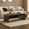 LuxenHome 47'' Coffee Table With Storage, Walnut Finish Wood 2-Drawer Open Storage Center Table With Rounded Corners For Living Room Brown 1 LuxenHome 47'' Coffee Table With Storage, Walnut Finish Wood 2-Drawer Open Storage Center Table With Rounded Corners For Living Room Brown -Garden GUEST 90e21619 63a0 481e a482 63642ad82638