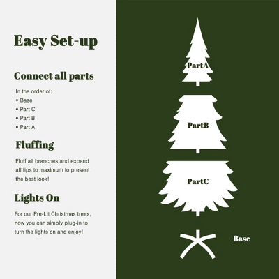 LuxenHome 7.5Ft Pre-Lit Green Slender Artificial Fir Christmas Tree With Metal Stand 10 LuxenHome 7.5Ft Pre-Lit Green Slender Artificial Fir Christmas Tree With Metal Stand - Image 8