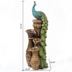 LuxenHome Peacock And Urns Resin Outdoor Fountain With LED Lights 11 LuxenHome Peacock And Urns Resin Outdoor Fountain With LED Lights -Garden GUEST 9189bb70 af19 4972 b1db b83b1a649aab